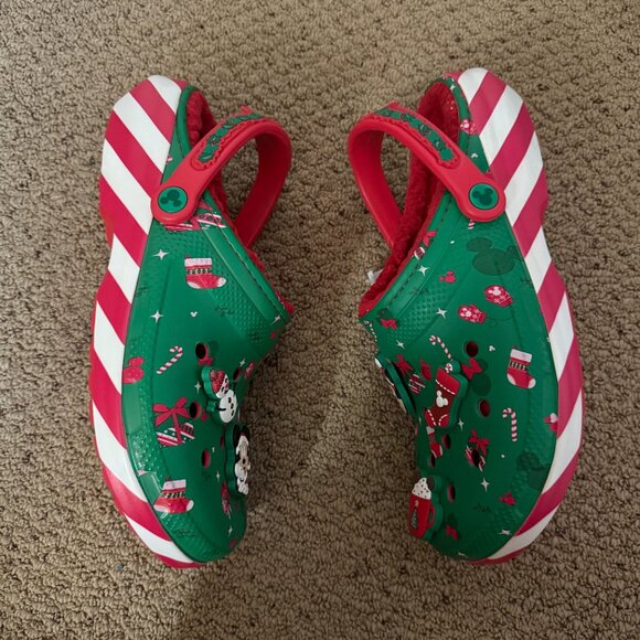 CROCS Mickey Holiday Lined Classic Clogs Women's 12 Men's 10 Christmas Xmas NWT - Picture 5 of 7